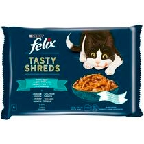 FELIX Tasty Shreds halas válogatás szószban nedves eledel felnőtt macskáknak
