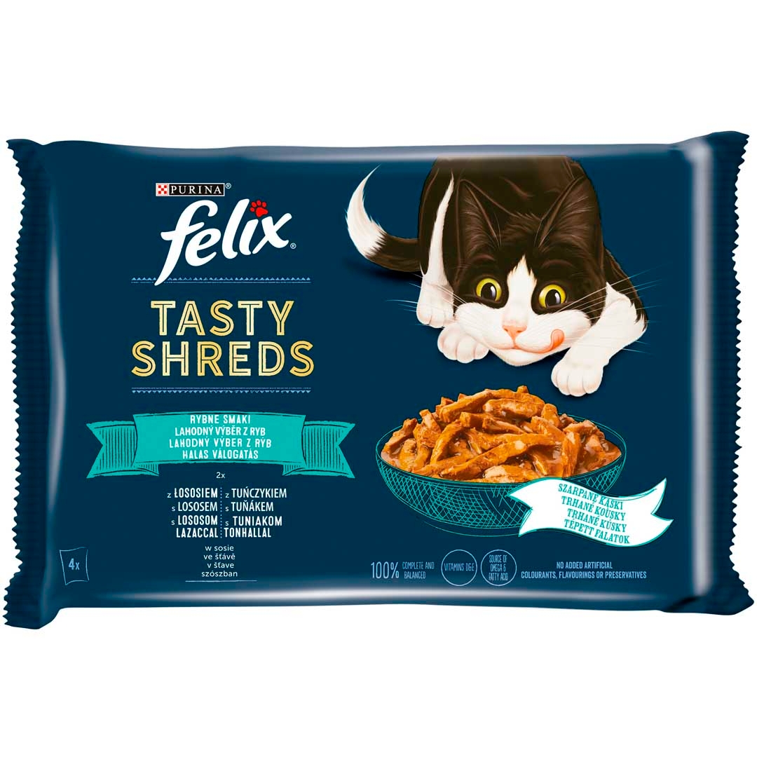 FELIX Tasty Shreds nedves halas ízű macskaeledel | Purina HU