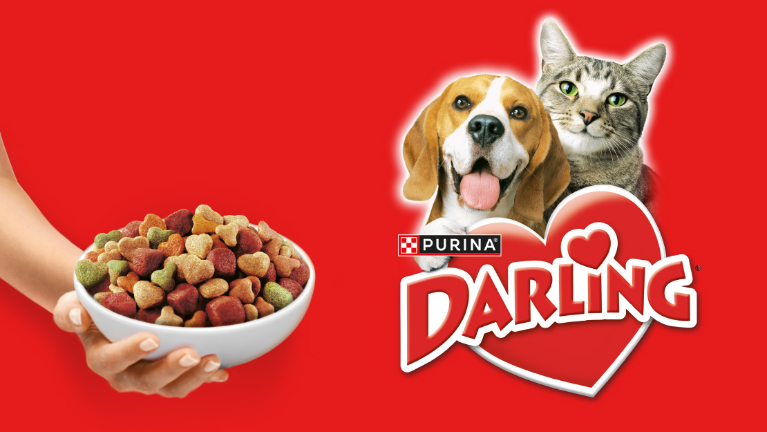 Darling kutyaeledel logo szemléltető tálkával