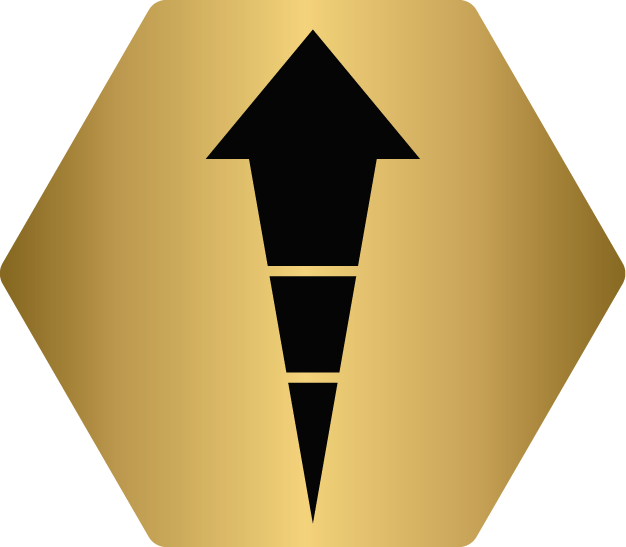 felfele mutató nyíl ikon arany háttérrel