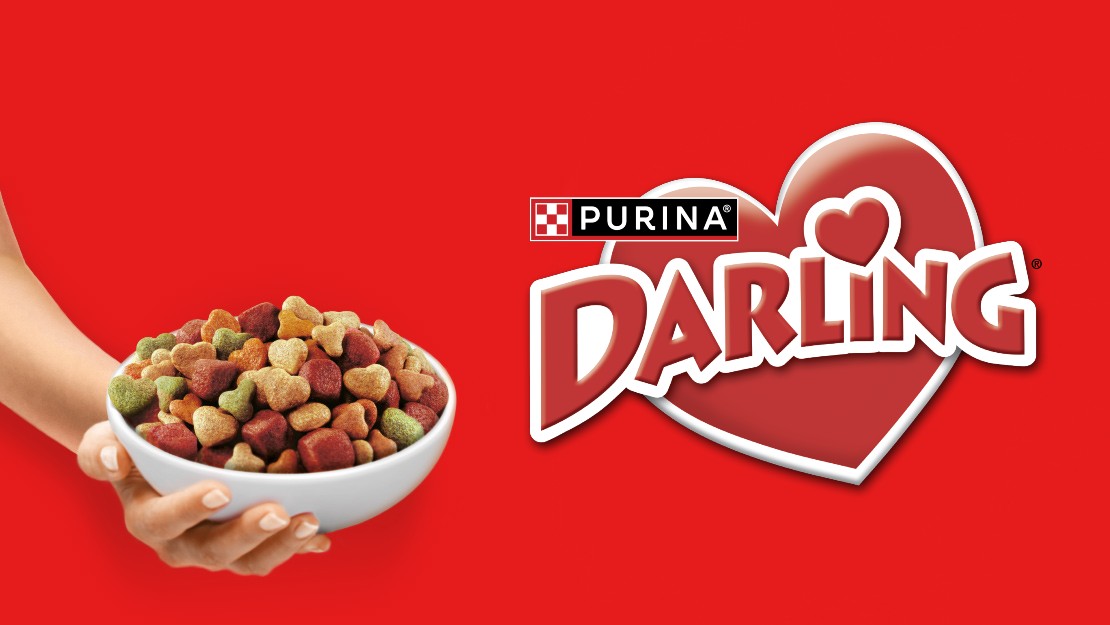 DARLING kutyaeledel tálban és logó