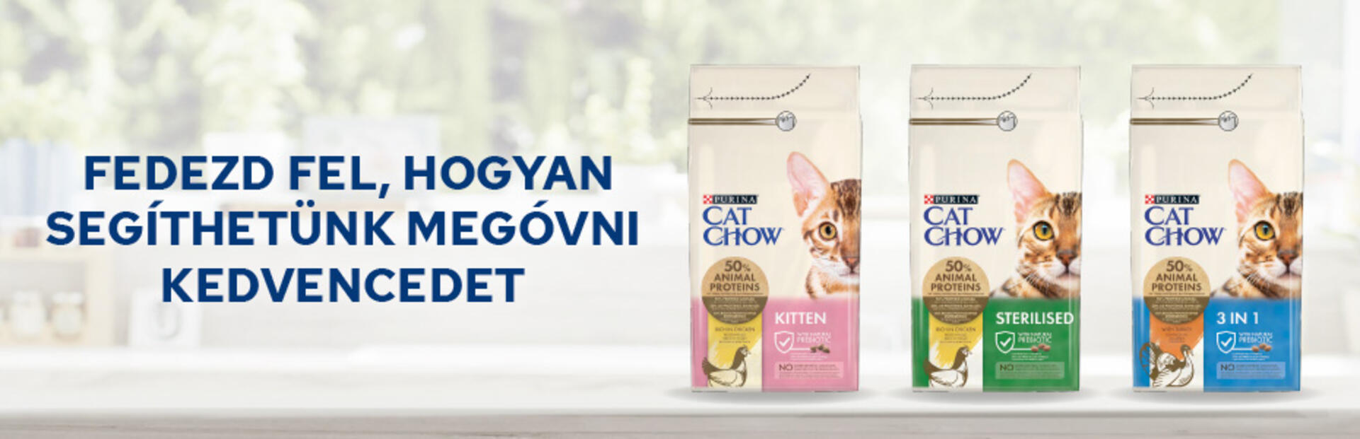 Cat Chow banner termékfotóval