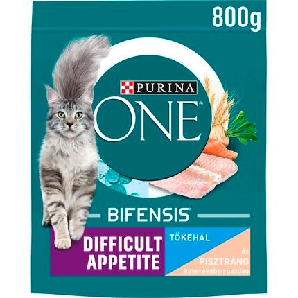 PURINA ONE Difficult Appetite tőkehalban és pisztrángban gazdag száraz macskaeledel