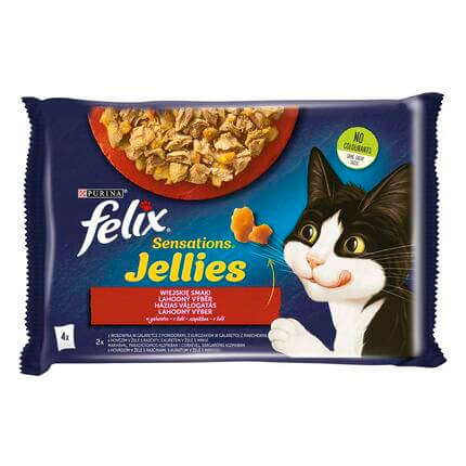 FELIX Sensations Jellies házias válogatás aszpikban nedves eledel felnőtt macskáknak