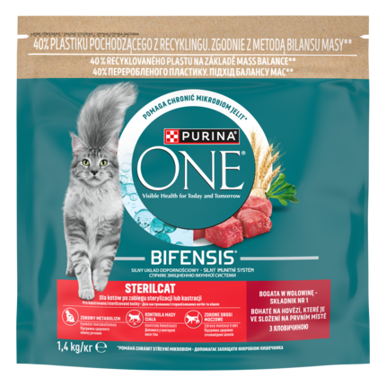 PURINA ONE Sterilcat marhában gazdag macskaeledel