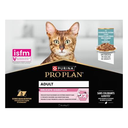 PRO PLAN Delicate Digestion óceáni hallal nedves macskaeledel szószban