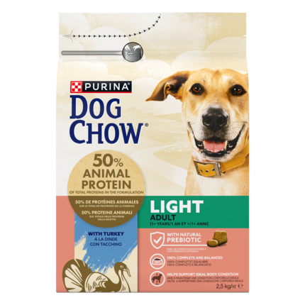 DOG CHOW Light felnőtt kutyaeledel pulykával