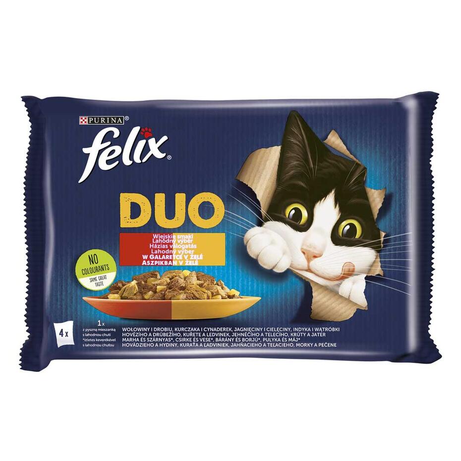 FELIX Fantastic Duo házias válogatás aszpikban nedves eledel felnőtt macskáknak