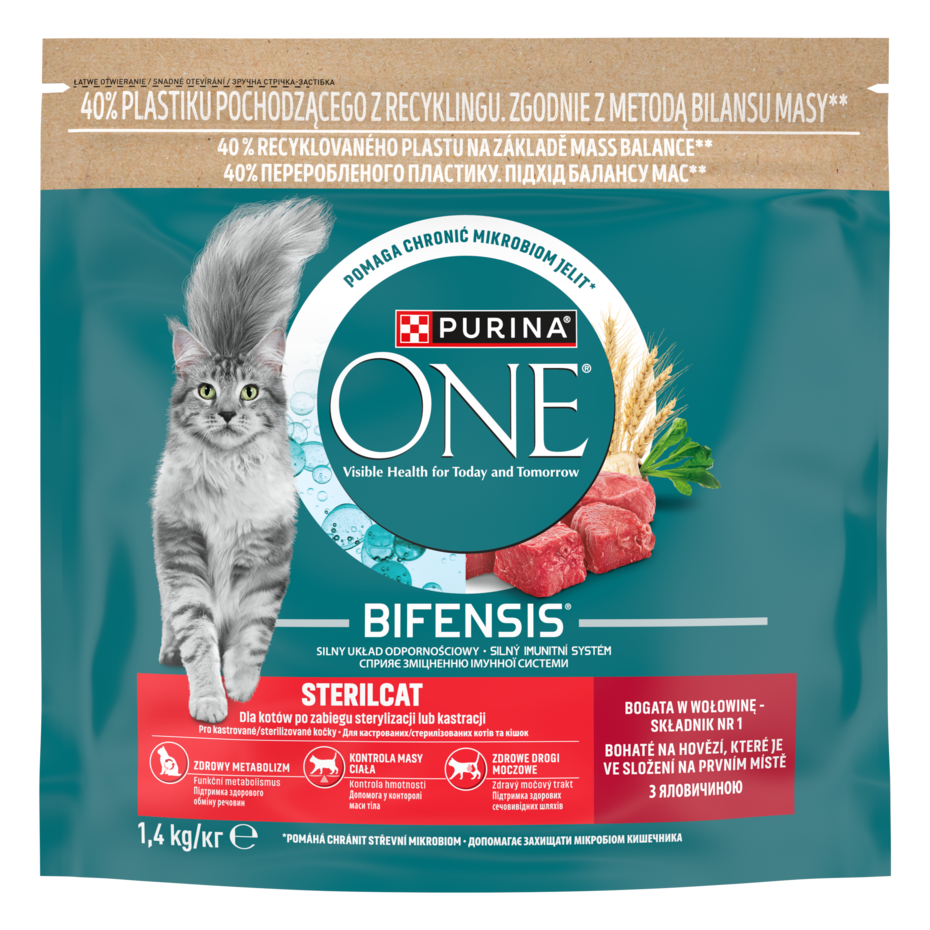 PURINA ONE Sterilcat marhában gazdag macskaeledel
