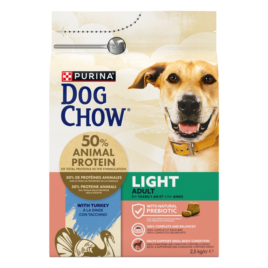 DOG CHOW Light felnőtt kutyaeledel pulykával