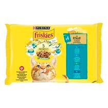 FRISKIES lazaccal/tonhallal/szardíniával/tőkehallal szószban nedves eledel felnőtt macskáknak