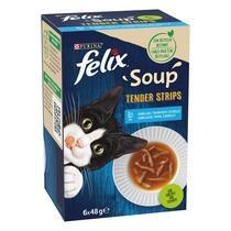 FELIX Soup Tender Strips nedves eledel felnőtt macskáknak halas válogatás