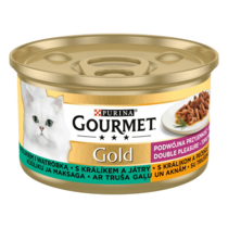 GOURMET Gold Duó Élmény nyúllal és májjal nedves macskaeledel