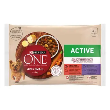 PURINA ONE Mini Active marhával és kacsával szószban nedves eledel felnőtt kutyáknak