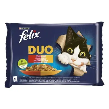 FELIX Fantastic Duo házias válogatás aszpikban nedves eledel felnőtt macskáknak
