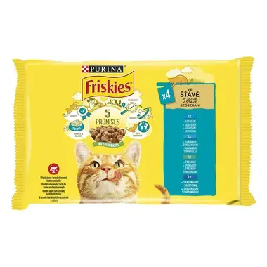FRISKIES lazaccal/tonhallal/szardíniával/tőkehallal szószban nedves eledel felnőtt macskáknak