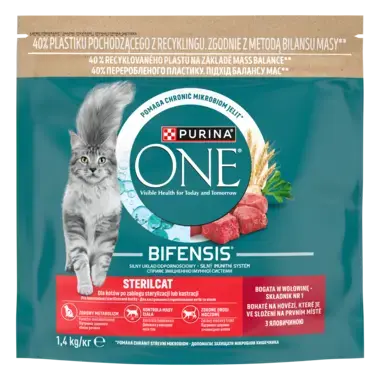 PURINA ONE Sterilcat marhában gazdag macskaeledel