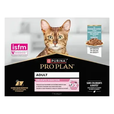 PRO PLAN Delicate Digestion óceáni hallal nedves macskaeledel szószban