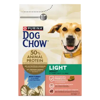 DOG CHOW Light felnőtt kutyaeledel pulykával