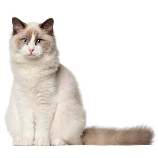 ragdoll macska ápolt bundával kék szemmel